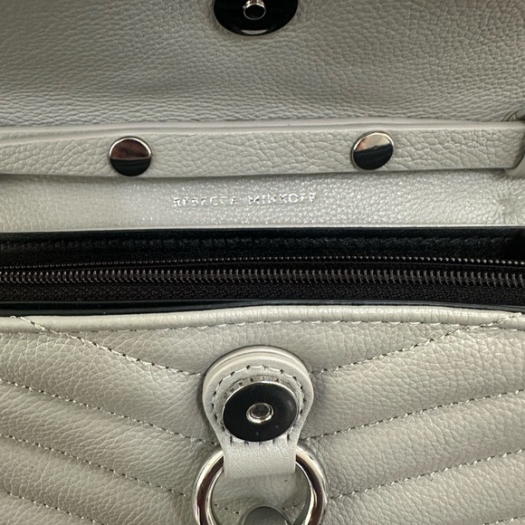 Rebecca Minkoff Edie Leather Wallet on a Chain Grey - Picture 3 of 6